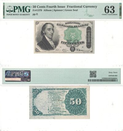 50c. 4th Issue. PMG. Ch Unc-63. F-1379.